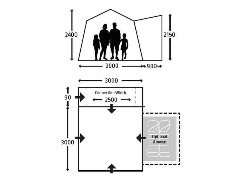 Kampa Opblaasbare Camper-bus Voortent Cross Air 4 Kampa Opblaasbare Camper-bus Voortent Cross Air - Afbeelding 2