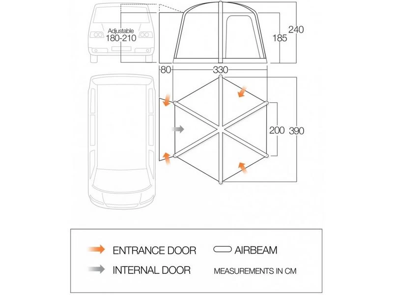 Vango Opblaasbare Camper-bustent Airhub Hexaway II Low 4 Vango Opblaasbare Camper-bustent Airhub Hexaway II Low - Afbeelding 2